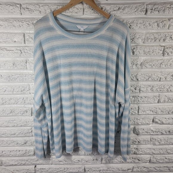 Time and Tru Sweaters - Time Tru Womens Sweater XXXL 22 Plus Long Sleeve Blue Stripe STR120XE
